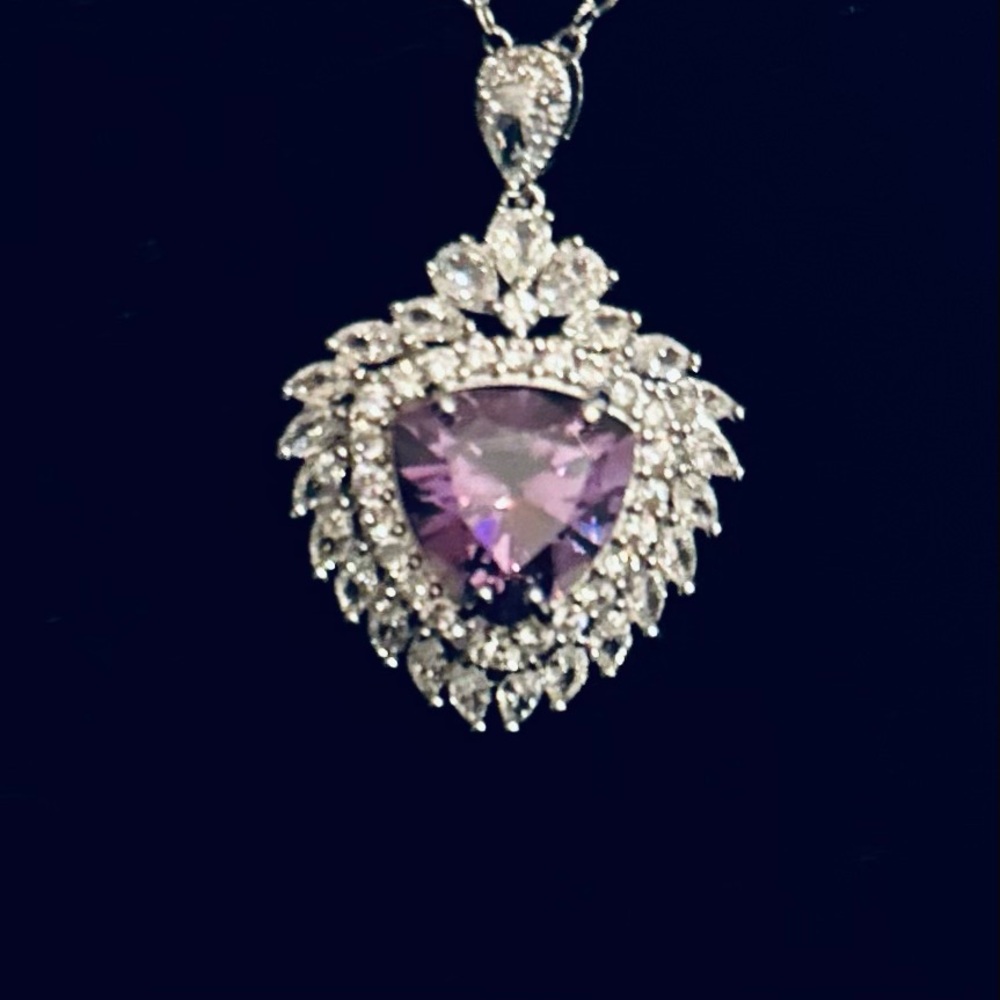 Amethyst CZ Heart Necklace-Mother’s Day Gift Idea!